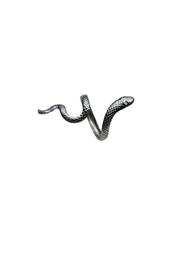 Anillo Snake Plateado Anillo de acero plateado forma serpiente abierto unitalla para mujer.