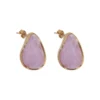Aretes Grecia Morado Aretes de gota modelo Grecia en acero inoxidable dorado con piedra natural amatista morada.
