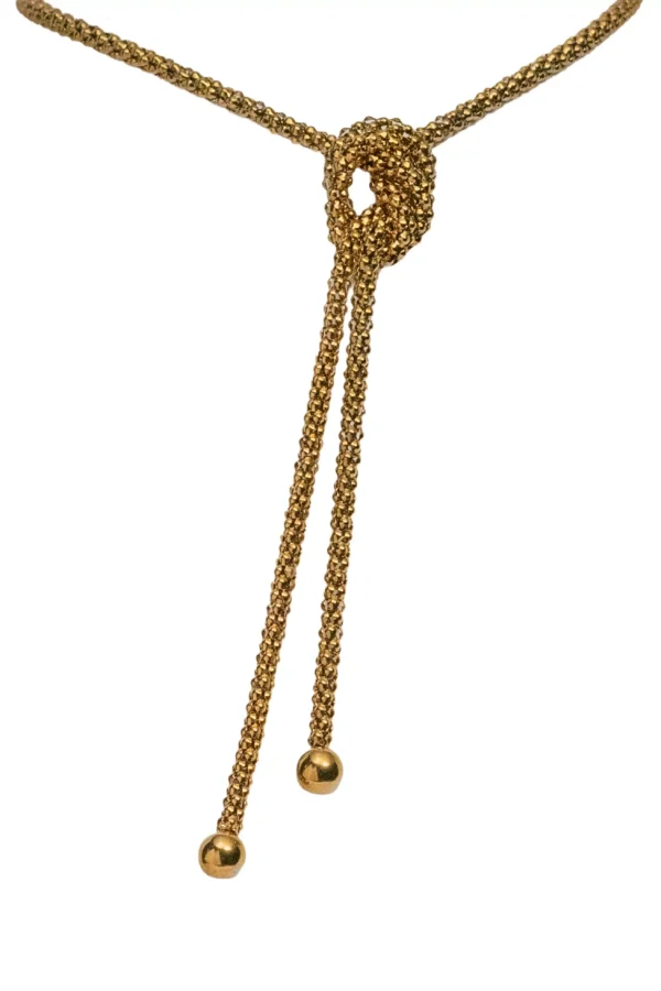 Collar largo de moda modelo Deborah color dorado 131cm formas de uso versátiles.