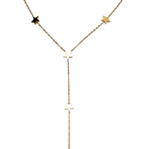 Collar delicado con estrellas pequeñas doradas modelo Nova en acero inoxidable.
