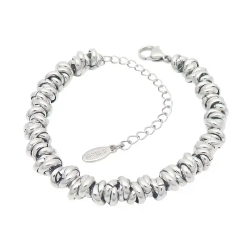 Pulsera de cadena gruesa plateada acero inoxidable diseño texturizado Anaïs.