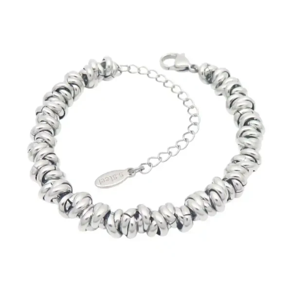 Pulsera de cadena gruesa plateada acero inoxidable diseño texturizado Anaïs.