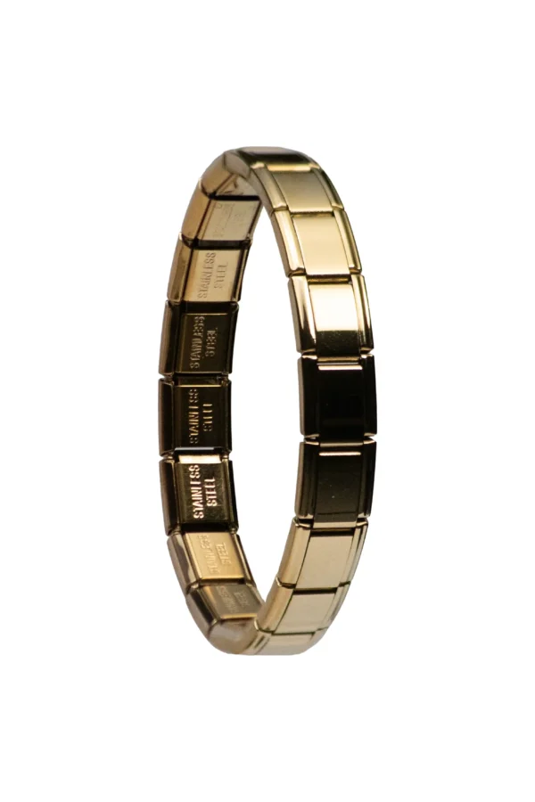 Pulsera Italiana Dorada Pulsera elástica italiana de eslabones planos dorados acero inoxidable estilo Y2K.