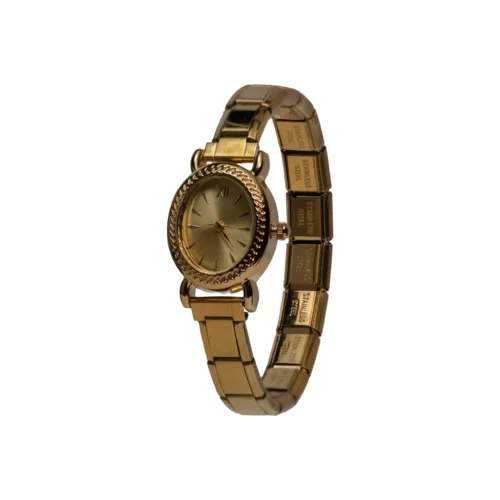 Reloj de mujer dorado modelo Alessa con correa tipo pulsera italiana y baño de oro laminado 18k.